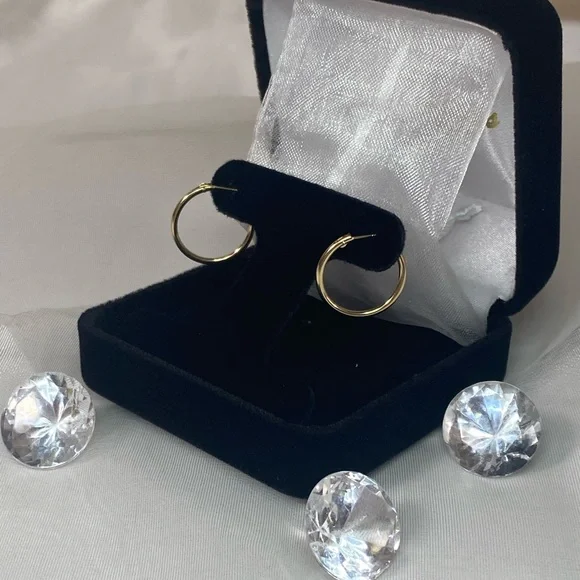 14K YELLOW GOLD classic small hoop earrings REAL GOLD